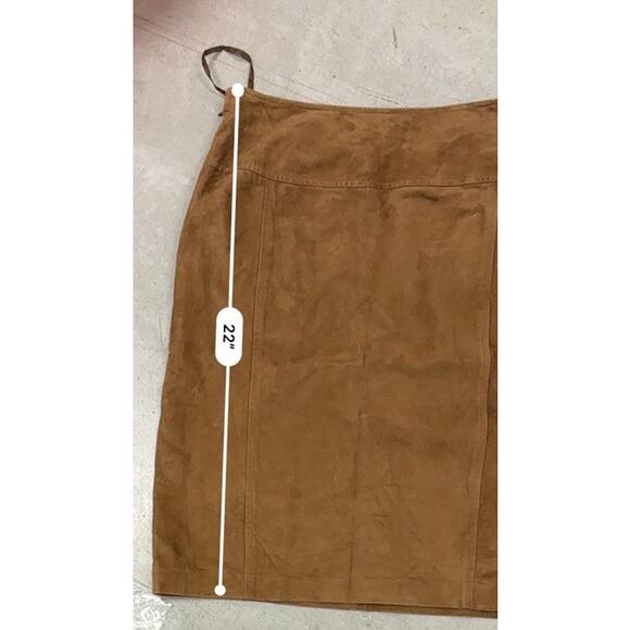 Lauren Ralph Lauren 100% Suede Camel Skirt Size 10 - Picture 6 of 6